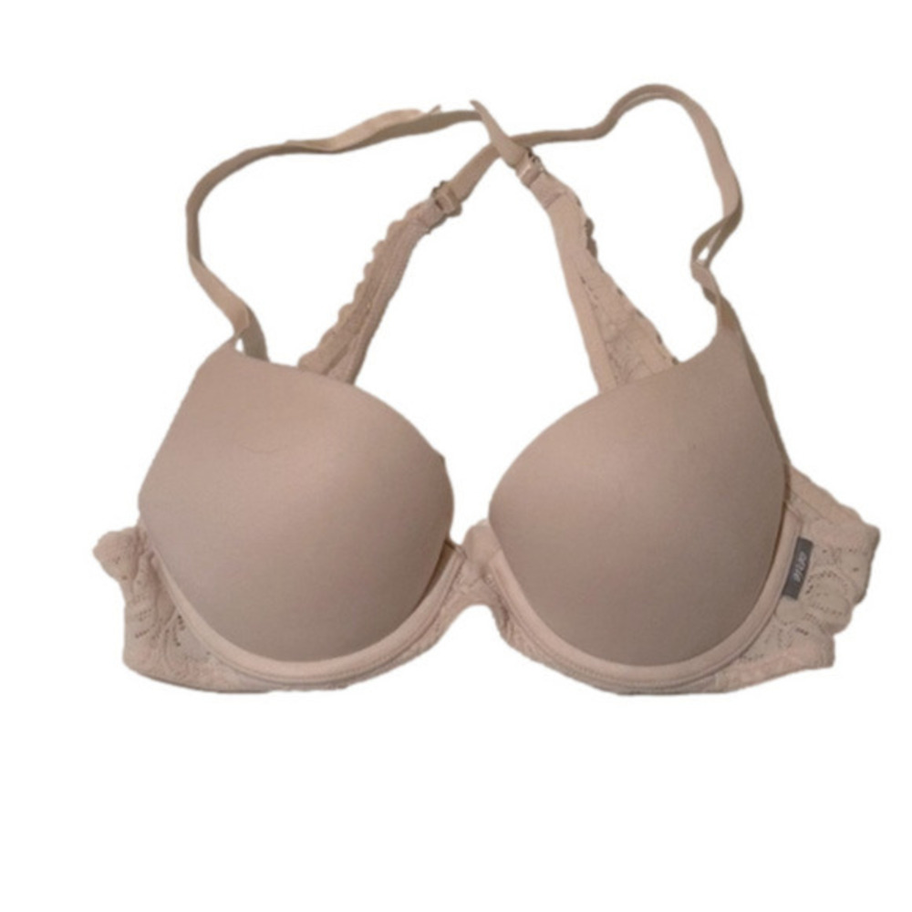 Aerie cross back tan cream lace bra 32B